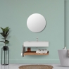 Lavabo Sospeso Bianco Opaco 80 Cm Con Mensola Rovere E Specchio - Roma