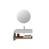 Lavabo Sospeso Bianco Opaco 80 Cm Con Mensola Rovere E Specchio - Roma