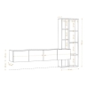 Mobile Porta TV Sospeso 182 Cm Bianco Con Libreria Effetto Legno Pana