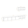 Mobile Porta TV Sospeso 215 Cm Bianco Con Mensole Effetto Legno Pia