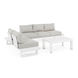 Salotto Angolare Da Esterno In Alluminio Konnor Bianco Bizzotto