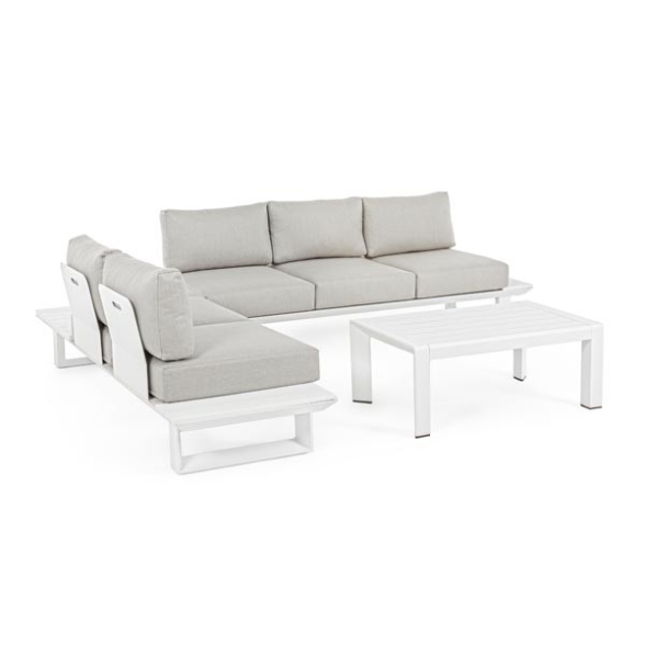 Salotto Angolare Da Esterno In Alluminio Konnor Bianco Bizzotto