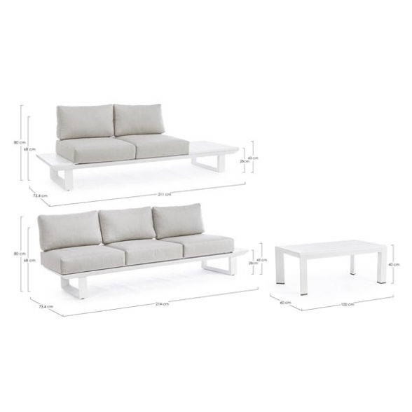 Salotto Angolare Da Esterno In Alluminio Konnor Bianco Bizzotto