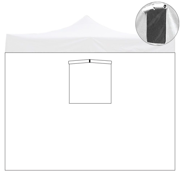 Telo laterale 2x2mt bianco con finestra per gazebo richiudibile