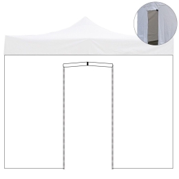 Telo laterale 3x2m bianco con porta per gazebo richiudibile 3x3mt