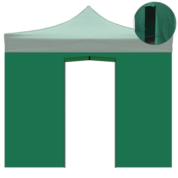 Telo laterale 3x2m verde con porta per gazebo richiudibile 3x3mt