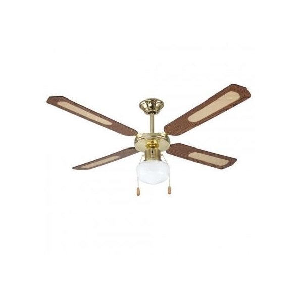 Ventilatore da soffitto 4 Pale 1  Luce D.130 cm 70w colore NOCE DA54011