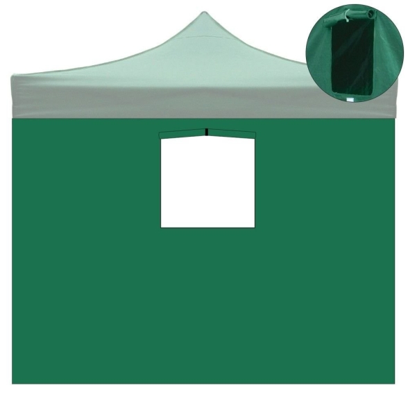 Telo laterale 3x2mt verde con finestra per gazebo richiudibile 3x3mt