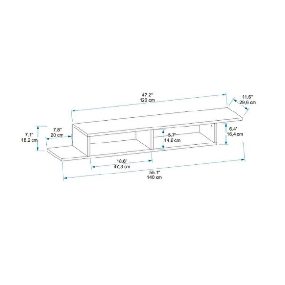 Mobile Porta TV Sospeso 120 Cm Design Moderno Muson Antracite