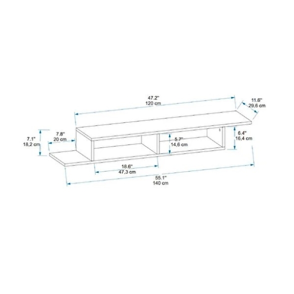 Mobile Porta TV Sospeso 120 Cm Design Moderno Muson Legno Noce