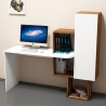 Scrivania Porta PC Con Anta Laterale E Ripiani Bianco E Noce Acelya