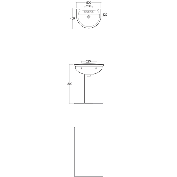 Lavabo 406 x 500 mm con colonna Karla RAK Ceramics KAWB00001