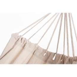 Amaca Da Giardino 200x100 Cm - Telo Cotone, Aste Legno, Colore Beige, Per Relax All'Aperto - Foto 4