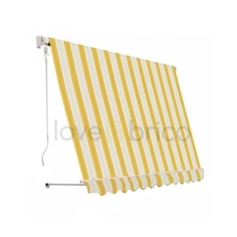 Tenda Da Sole Sangiorgio 200x250 A Caduta Senza Cassonetto Con Braccetti Telo Giallo A Righe