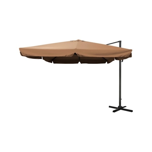 Ombrellone 3x4 Decentrato In Alluminio Sabbia Con Flap Girevole