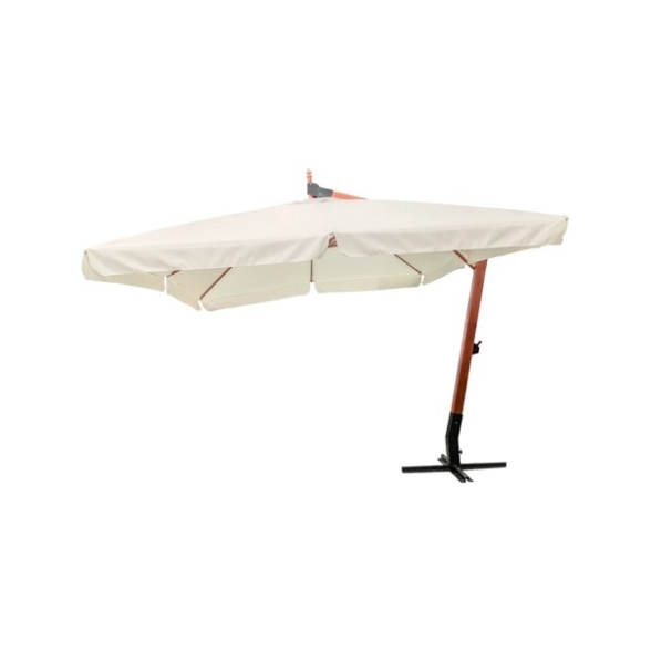 Ombrellone Rettangolare 3x4 Palo In Legno Telo Ecru