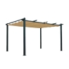 Pergola 3x4 In Alluminio Gazebo Antracite Copertura Sabbia H 237 Cm