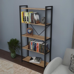 Libreria 5 Ripiani Stile Industrial 88x34x180 Derek Rovere