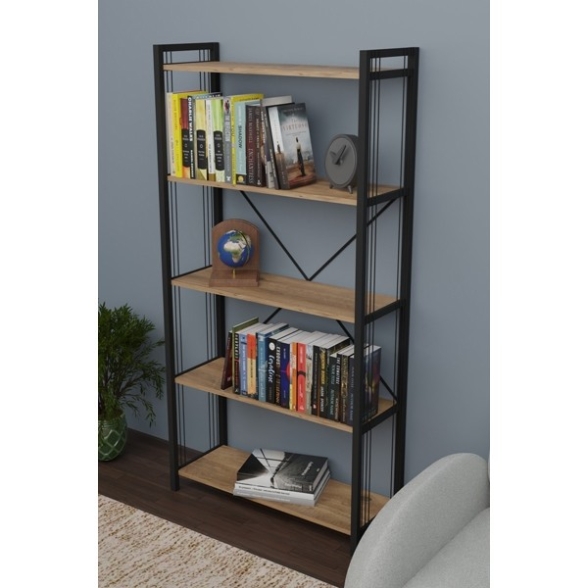 Libreria 5 Ripiani Stile Industrial 88x34x180 Derek Rovere