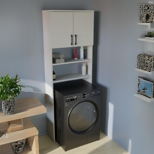 Mobile Coprilavatrice 2 Ante 2 Vani 65x27x185 Window Bianco