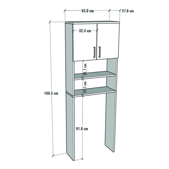 Mobile Coprilavatrice 2 Ante 2 Vani 65x27x185 Window Bianco
