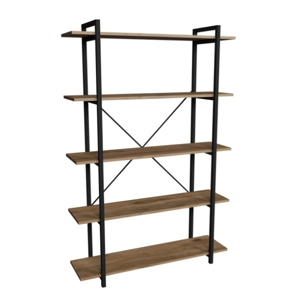 Libreria 5 Ripiani Stile Industrial 120x34x180 Jonah Rovere