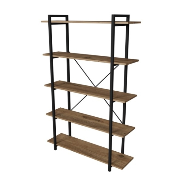 Libreria 5 Ripiani Stile Industrial 120x34x180 Jonah Rovere