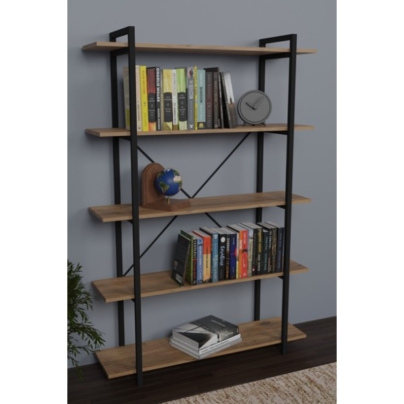Libreria 5 Ripiani Stile Industrial 120x34x180 Jonah Rovere