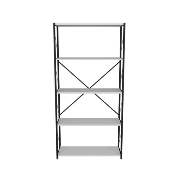 Libreria 5 Ripiani Stile Industrial 88x34x180 Jacob Bianco