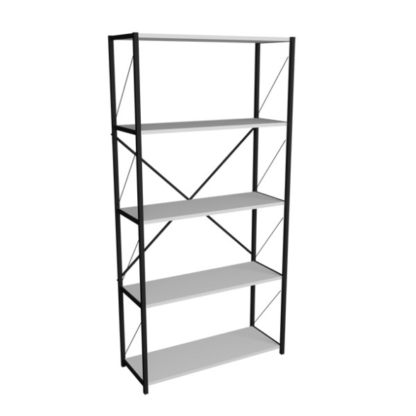 Libreria 5 Ripiani Stile Industrial 88x34x180 Jacob Bianco