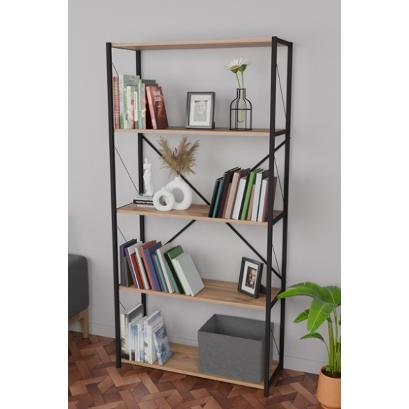 Libreria 5 Ripiani Stile Industrial 88x34x180 Jacob Rovere