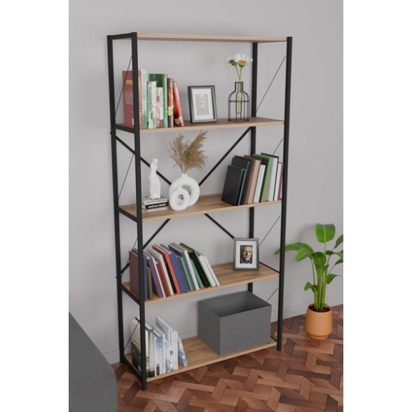 Libreria 5 Ripiani Stile Industrial 88x34x180 Jacob Rovere