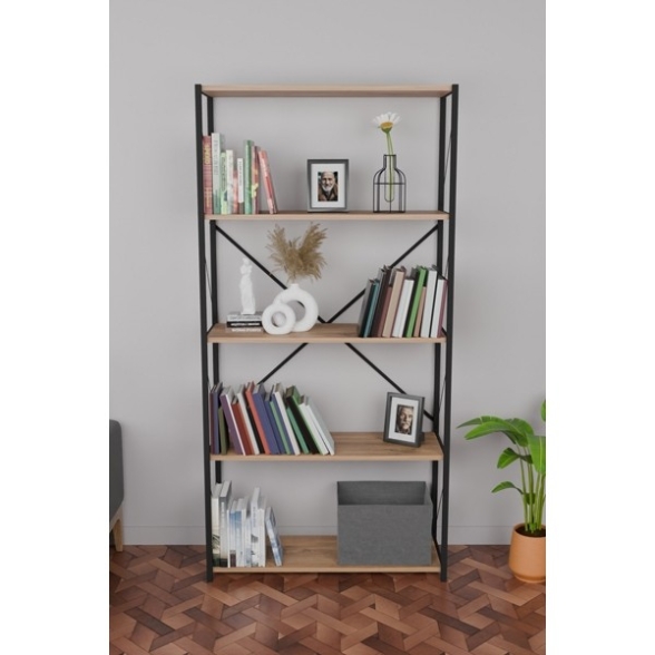 Libreria 5 Ripiani Stile Industrial 88x34x180 Jacob Rovere