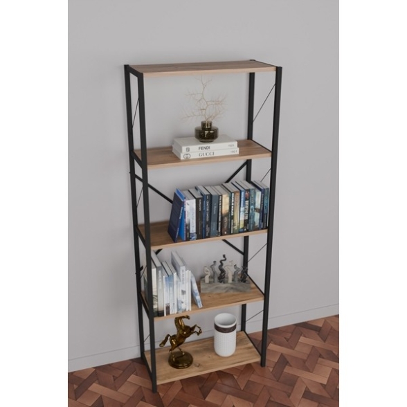 Libreria 5 Ripiani Stile Industrial 60x30x160 Jacob Rovere