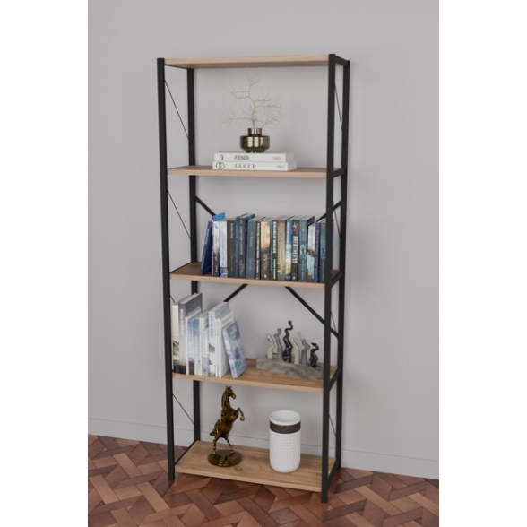 Libreria 5 Ripiani Stile Industrial 60x30x160 Jacob Rovere