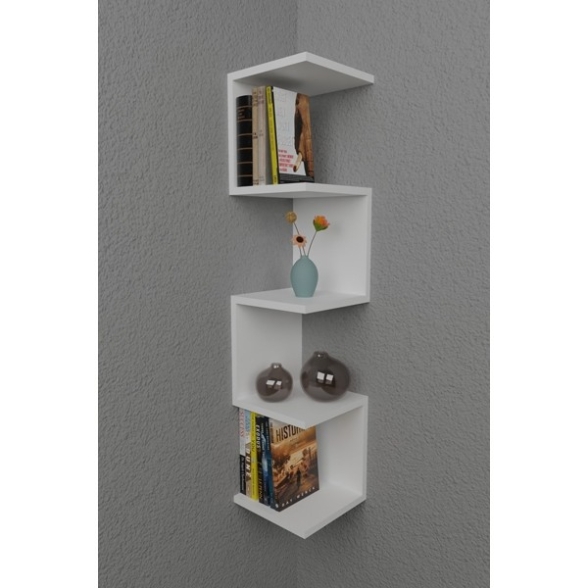 Mensola Ad Angolo Zig-Zag 5 Ripiani 25x25x109 Musa Bianca