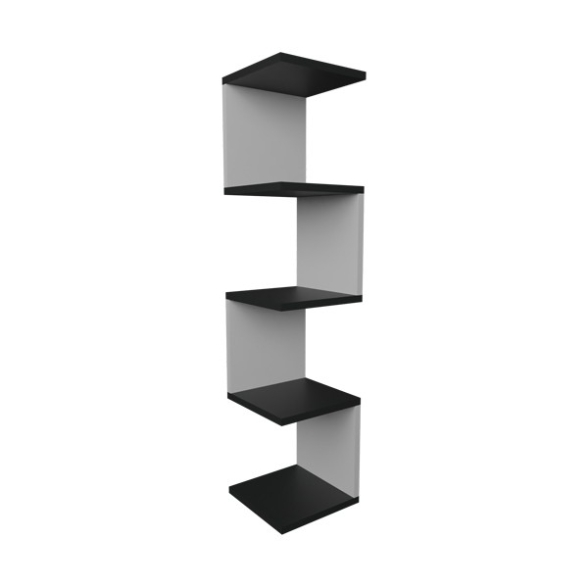 Mensola Ad Angolo Zig-Zag 5 Ripiani 25x25x109 Musa Bianco E Antracite