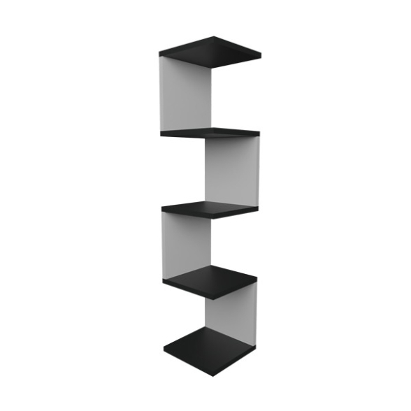 Mensola Ad Angolo Zig-Zag 5 Ripiani 25x25x109 Musa Bianco E Antracite