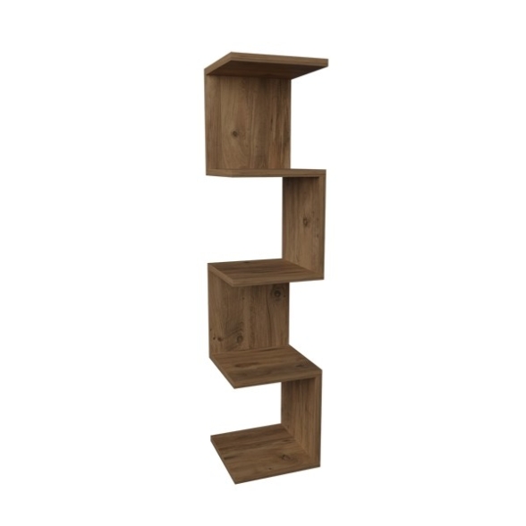 Mensola Ad Angolo Zig-Zag 5 Ripiani 25x25x109 Musa Rovere