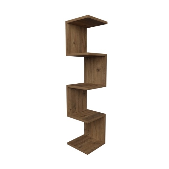 Mensola Ad Angolo Zig-Zag 5 Ripiani 25x25x109 Musa Rovere