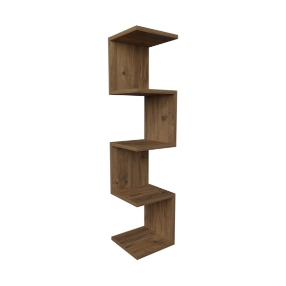 Mensola Ad Angolo Zig-Zag 5 Ripiani 25x25x109 Musa Rovere