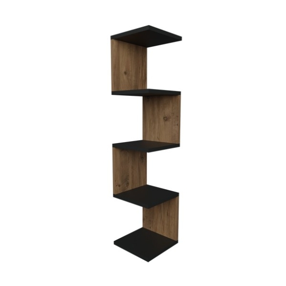 Mensola Ad Angolo Zig-Zag 5 Ripiani 25x25x109 Musa Rovere E Antracite
