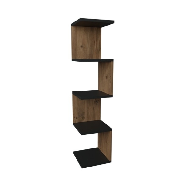 Mensola Ad Angolo Zig-Zag 5 Ripiani 25x25x109 Musa Rovere E Antracite