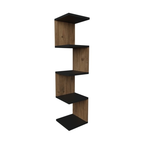 Mensola Ad Angolo Zig-Zag 5 Ripiani 25x25x109 Musa Rovere E Antracite