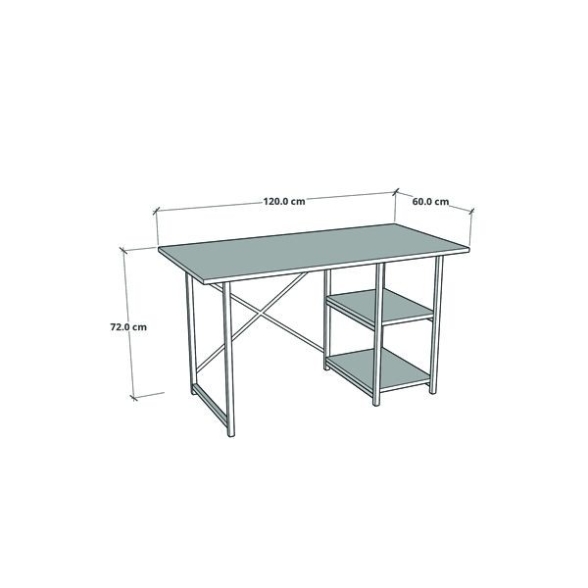 Scrivania Stile Industrial 120x60x72 Con Ripiani Laterali Adam Rovere