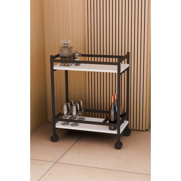 Carrello Portavivande Stile Industrial 60x34x76 Will Bianco