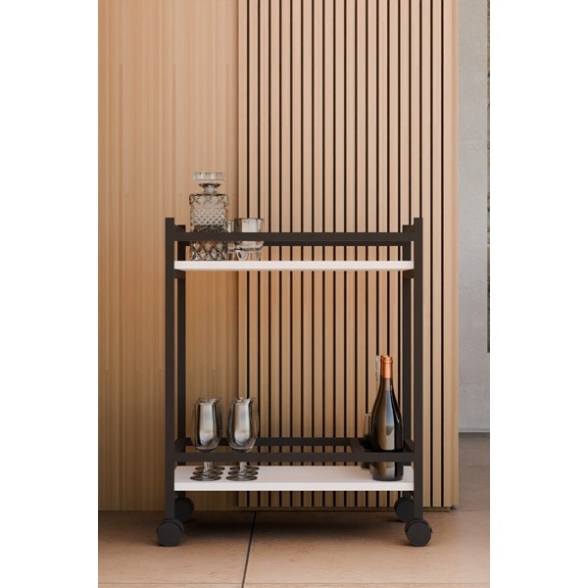 Carrello Portavivande Stile Industrial 60x34x76 Will Bianco