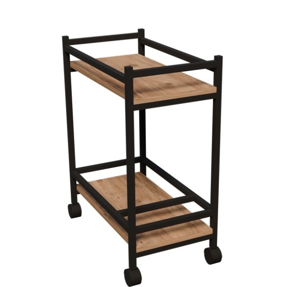 Carrello Portavivande Stile Industrial 60x34x76 Will Rovere