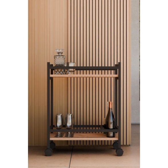 Carrello Portavivande Stile Industrial 60x34x76 Will Rovere