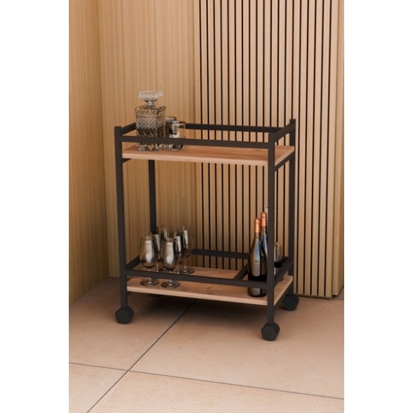 Carrello Portavivande Stile Industrial 60x34x76 Will Rovere